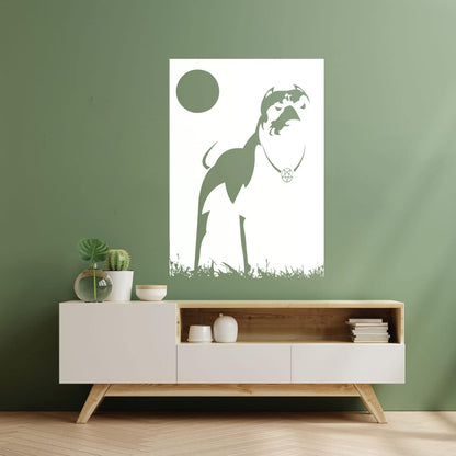 Engraving Decals Pitbull Dog Night Dark Moon Pentagram Cur Occult Easy Installation