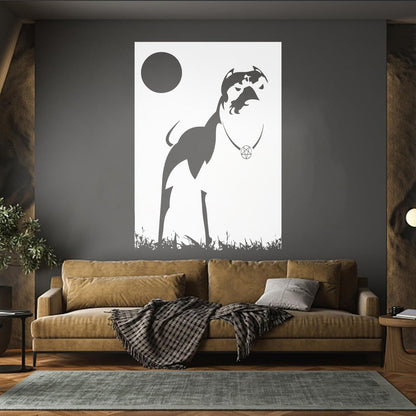 Engraving Decals Pitbull Dog Night Dark Moon Pentagram Cur Occult Easy Installation