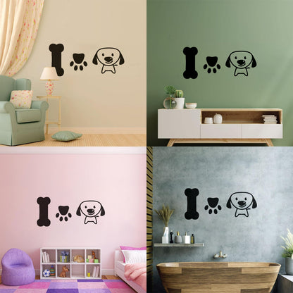 Wall Stickers Paster Paper Dog Puppy Love Pets Bone Nursery Multiple Size Options
