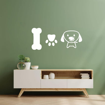 Wall Stickers Paster Paper Dog Puppy Love Pets Bone Nursery Multiple Size Options