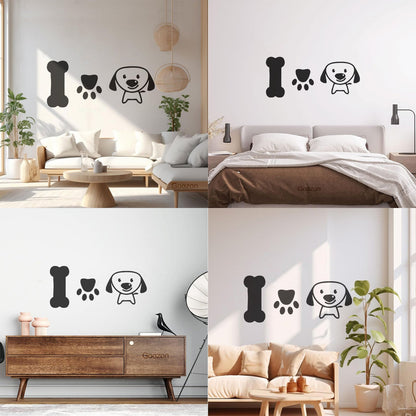 Wall Stickers Paster Paper Dog Puppy Love Pets Bone Nursery Multiple Size Options