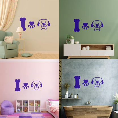 Wall Stickers Paster Paper Dog Puppy Love Pets Bone Nursery Multiple Size Options