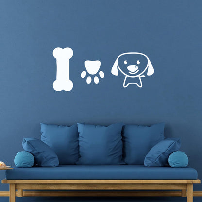 Wall Stickers Paster Paper Dog Puppy Love Pets Bone Nursery Multiple Size Options