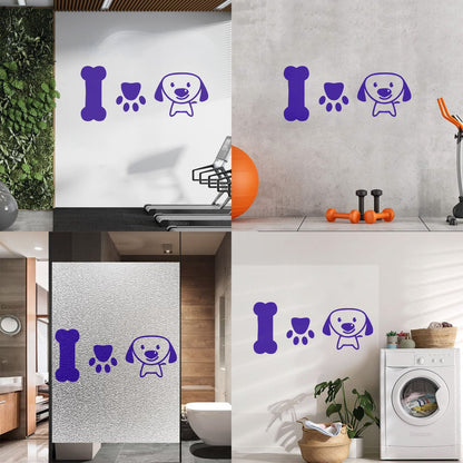 Wall Stickers Paster Paper Dog Puppy Love Pets Bone Nursery Multiple Size Options