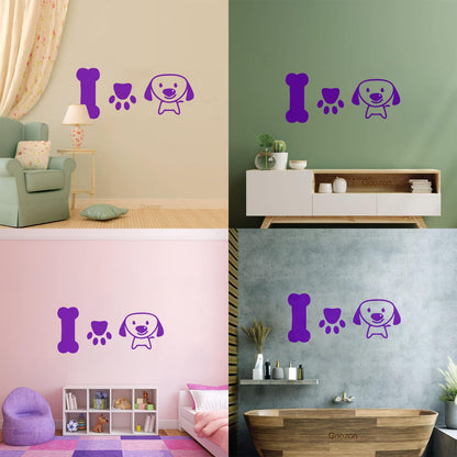 Wall Stickers Paster Paper Dog Puppy Love Pets Bone Nursery Multiple Size Options