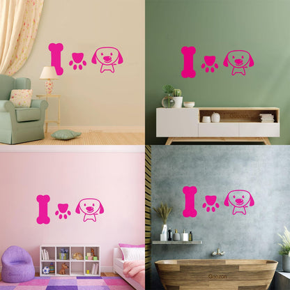 Wall Stickers Paster Paper Dog Puppy Love Pets Bone Nursery Multiple Size Options