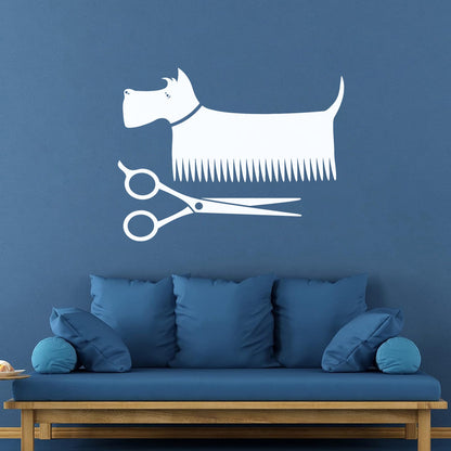 Dog Pets Barbershop Haircut Store Salon Wall Vinyl Sticker Decor Waterproof