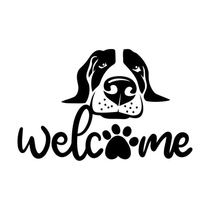 Fine Carving Decals Welcome Inscription Funny Dog Pets Store Can Modify And Add Information