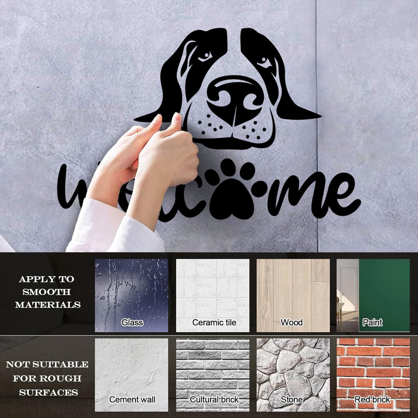 Fine Carving Decals Welcome Inscription Funny Dog Pets Store Can Modify And Add Information