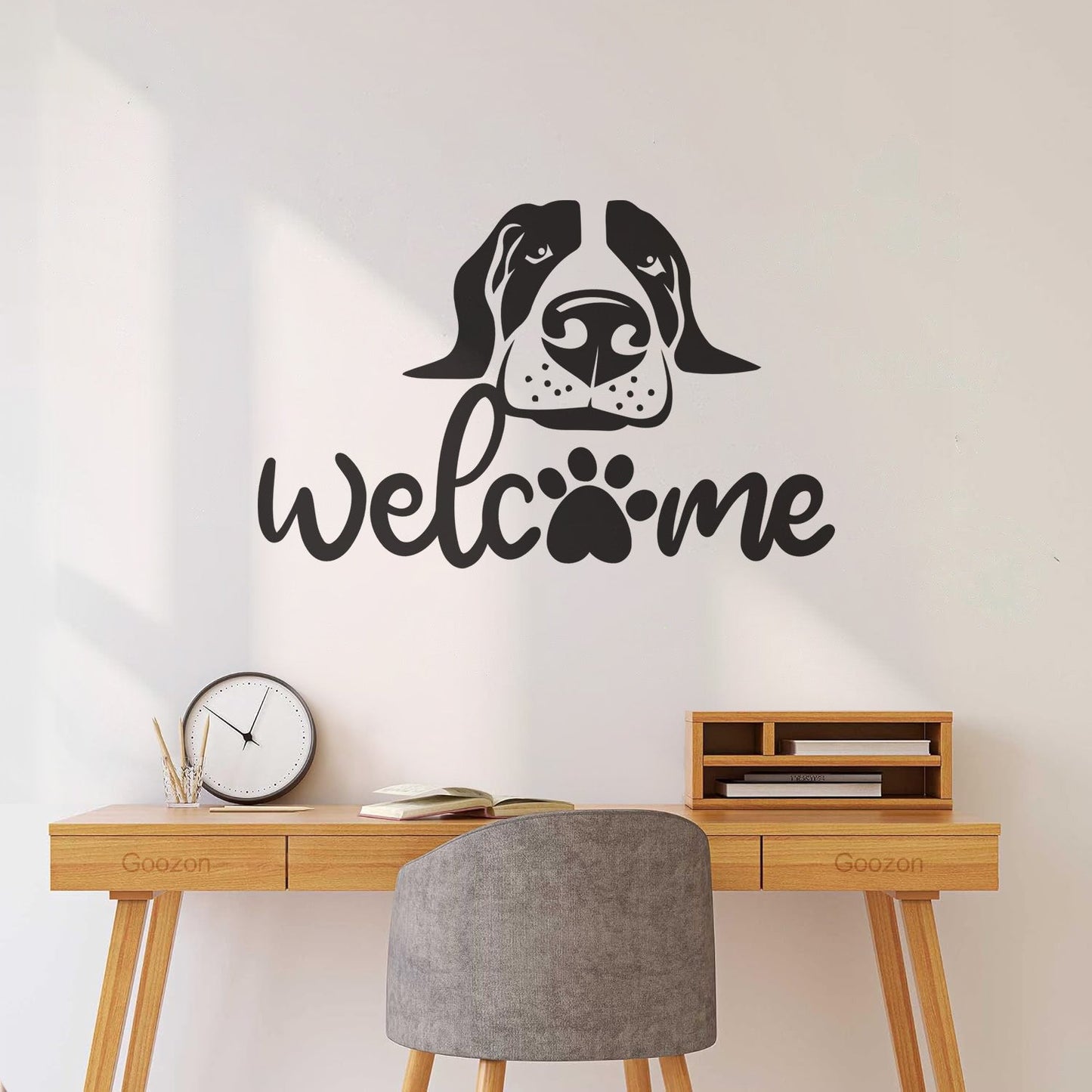 Fine Carving Decals Welcome Inscription Funny Dog Pets Store Can Modify And Add Information