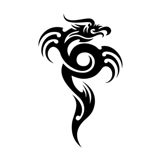 Lettering Stickers Oriental Fire Breathing Dragon Tattoo Style Glass Stickers