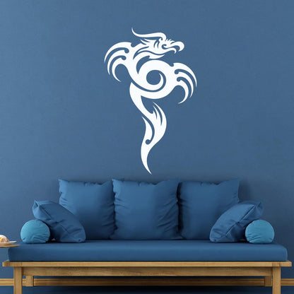 Lettering Stickers Oriental Fire Breathing Dragon Tattoo Style Glass Stickers