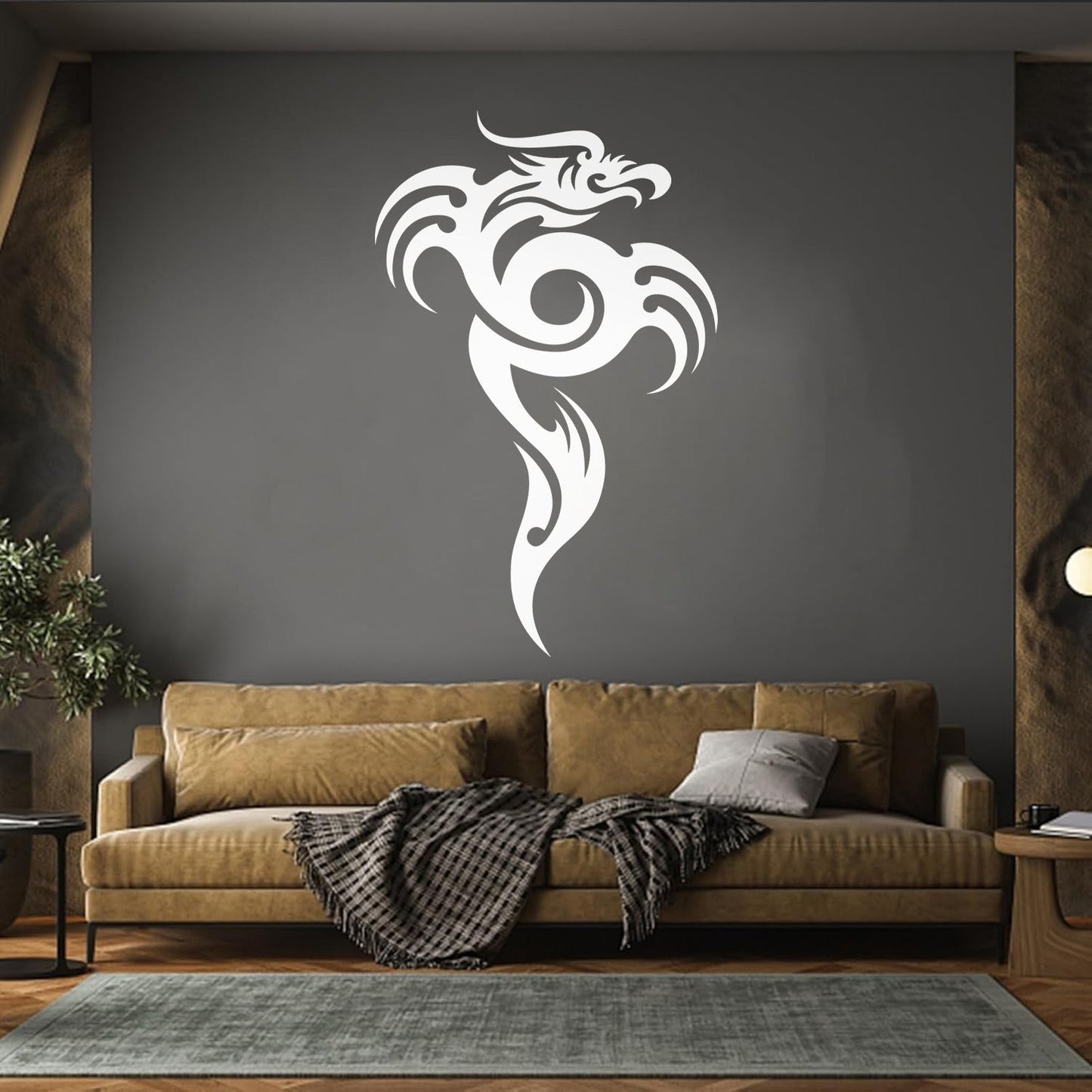 Lettering Stickers Oriental Fire Breathing Dragon Tattoo Style Glass Stickers