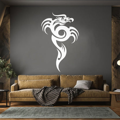 Lettering Stickers Oriental Fire Breathing Dragon Tattoo Style Glass Stickers