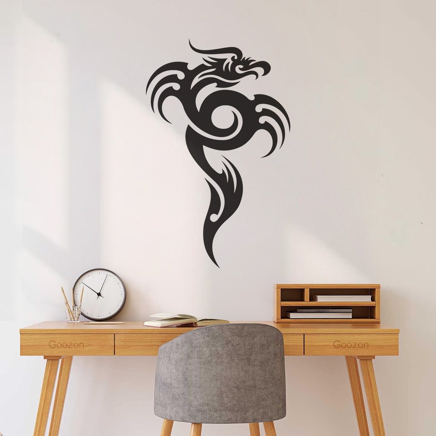 Lettering Stickers Oriental Fire Breathing Dragon Tattoo Style Glass Stickers