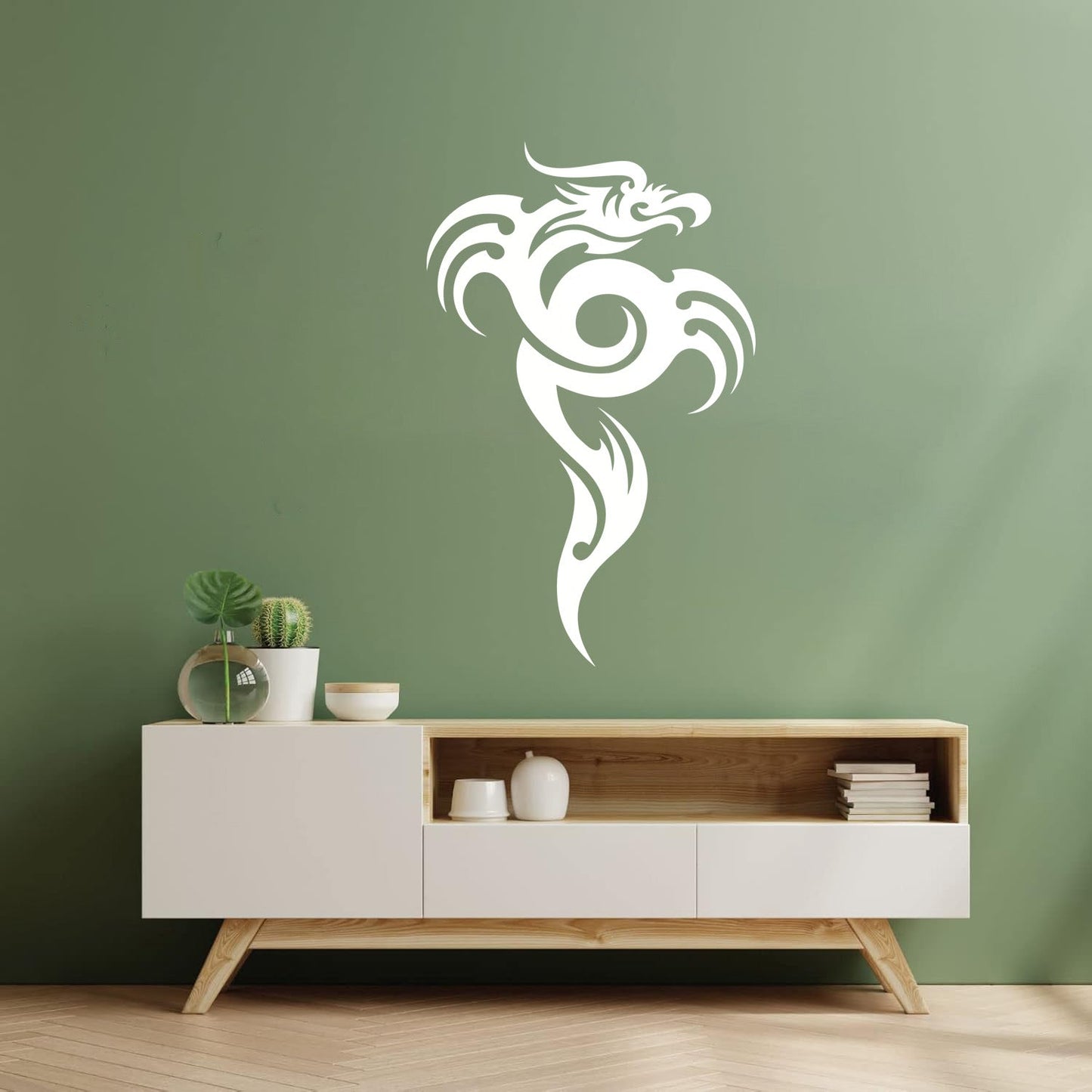 Lettering Stickers Oriental Fire Breathing Dragon Tattoo Style Glass Stickers
