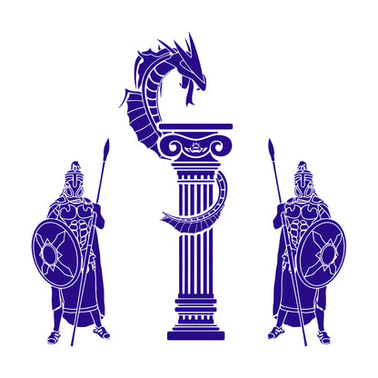 Engraving Decals Ancient Greece Warriors Dragon Boy Do Not Damage The Wall Surface