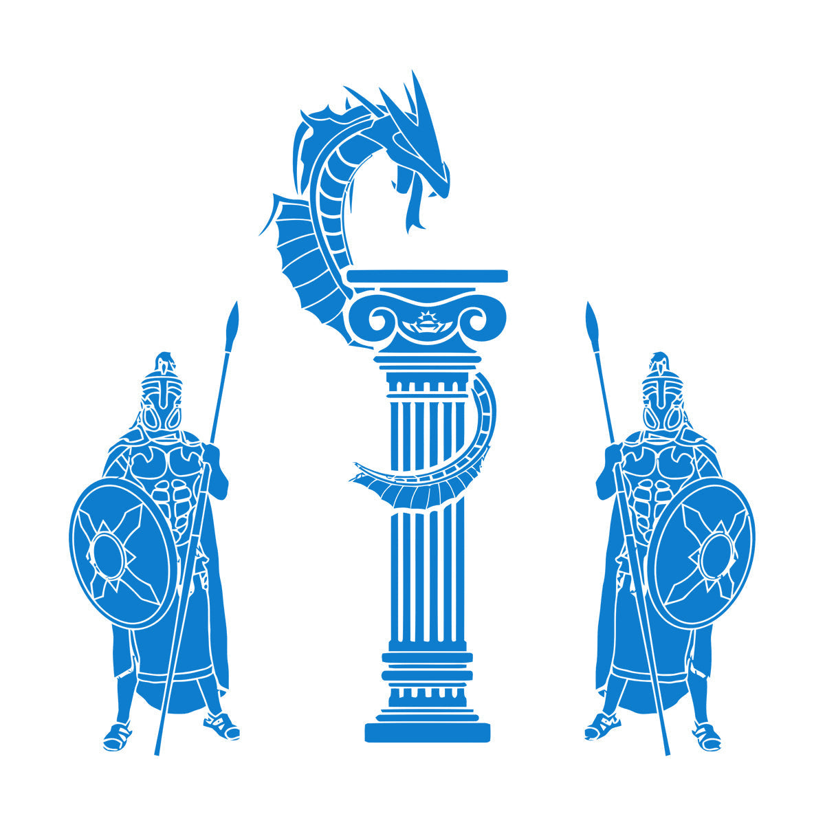 Engraving Decals Ancient Greece Warriors Dragon Boy Do Not Damage The Wall Surface