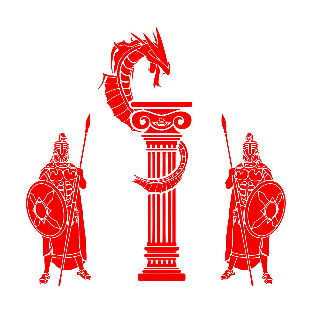 Engraving Decals Ancient Greece Warriors Dragon Boy Do Not Damage The Wall Surface