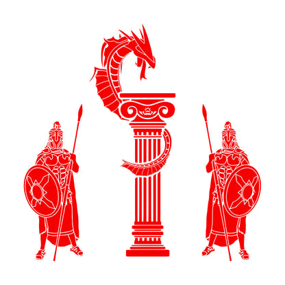 Engraving Decals Ancient Greece Warriors Dragon Boy Do Not Damage The Wall Surface