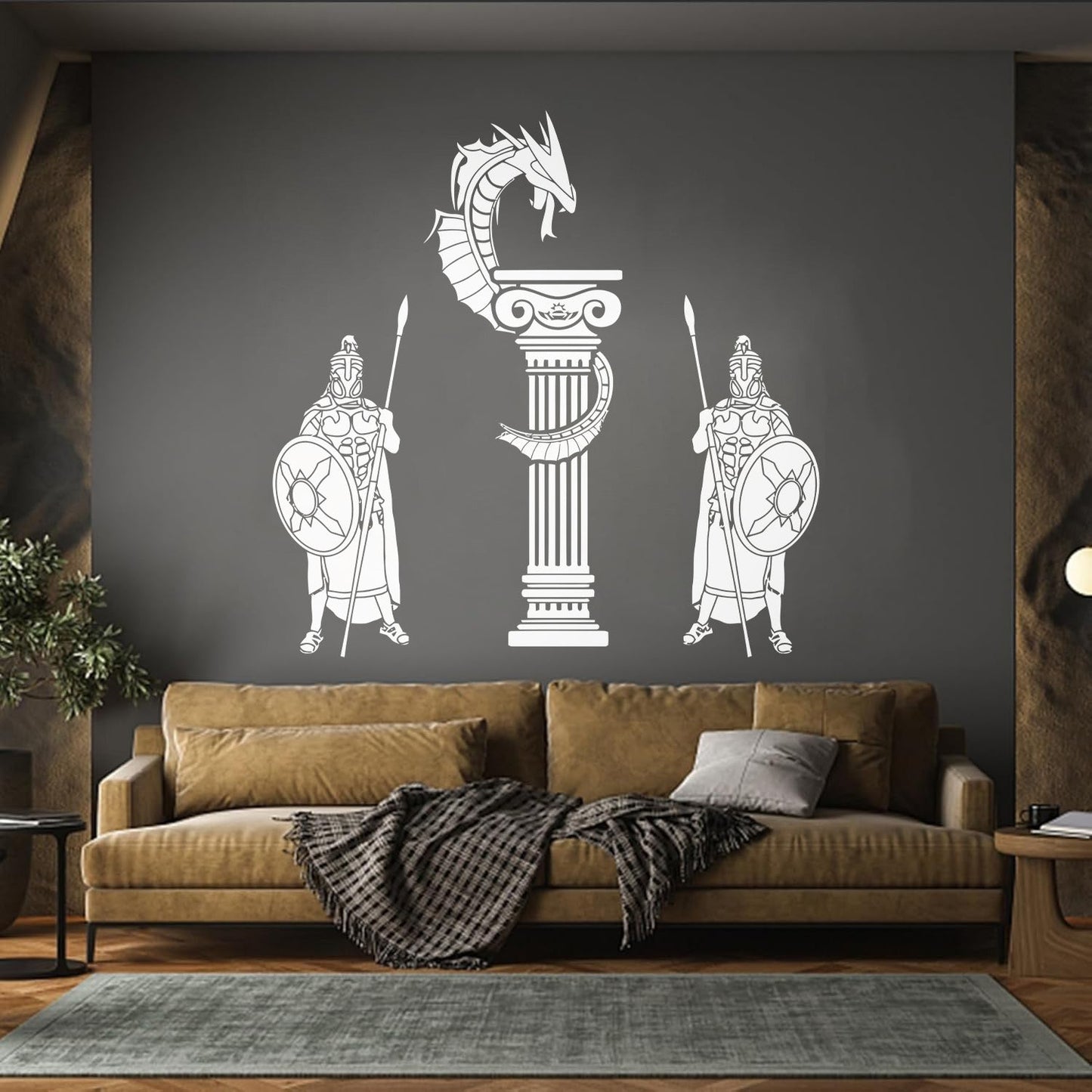 Engraving Decals Ancient Greece Warriors Dragon Boy Do Not Damage The Wall Surface