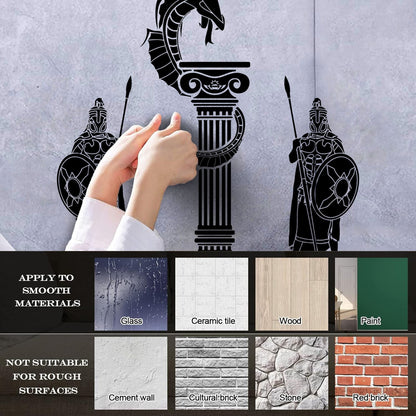 Engraving Decals Ancient Greece Warriors Dragon Boy Do Not Damage The Wall Surface