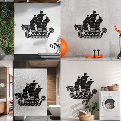 Wall Vinyl Sticker Decor Asian Chinese Dragon Boat Ation Easy Installation