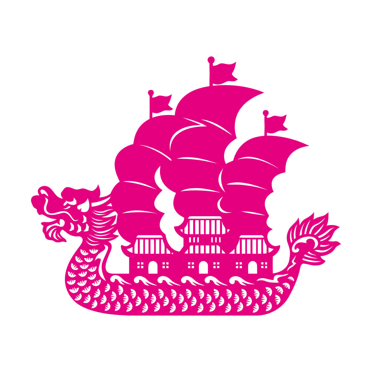 Wall Vinyl Sticker Decor Asian Chinese Dragon Boat Ation Easy Installation