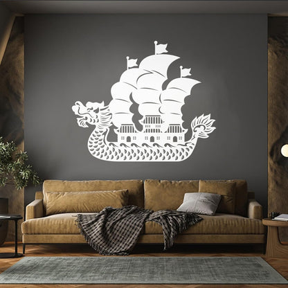 Wall Vinyl Sticker Decor Asian Chinese Dragon Boat Ation Easy Installation