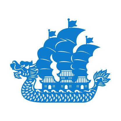 Wall Vinyl Sticker Decor Asian Chinese Dragon Boat Ation Easy Installation