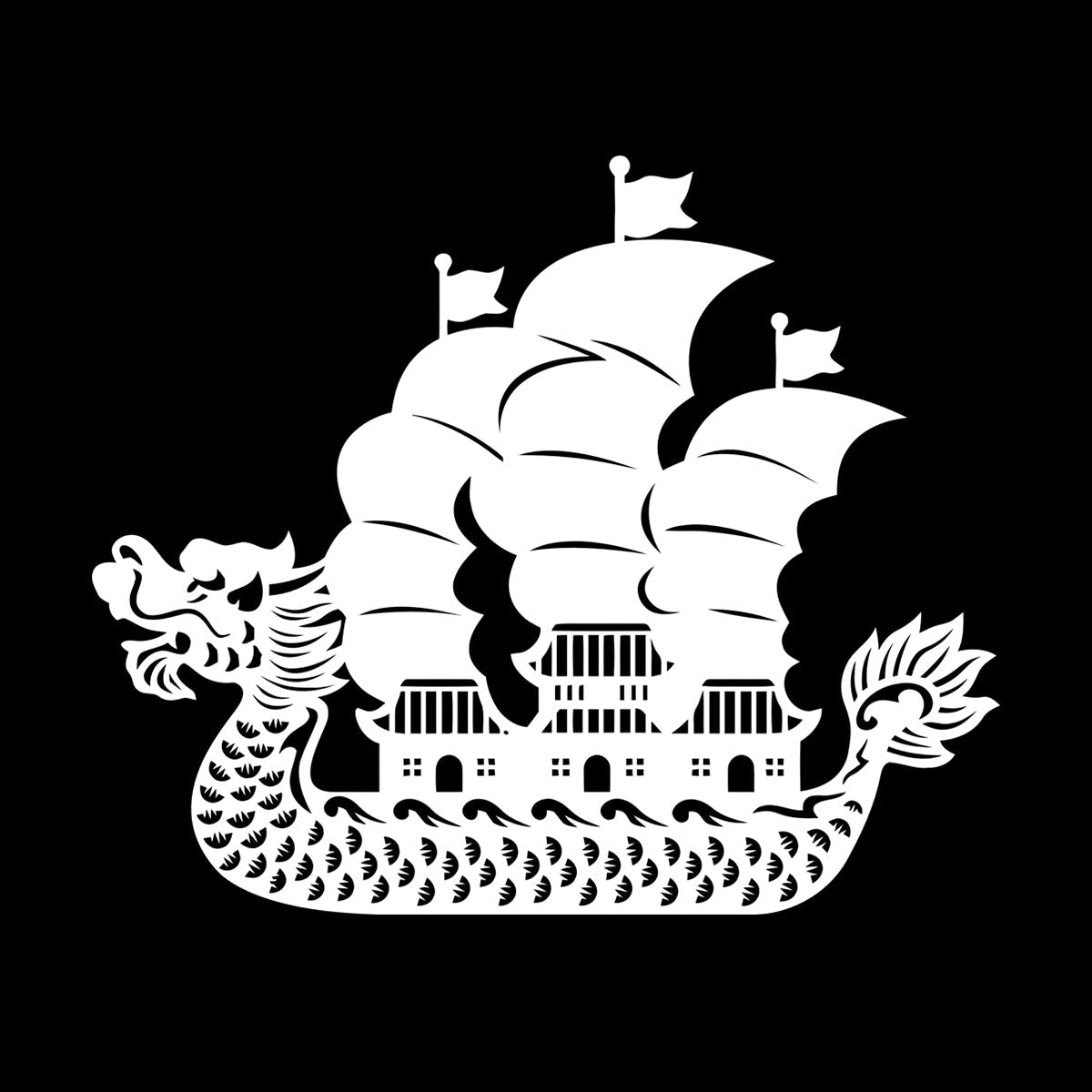 Wall Vinyl Sticker Decor Asian Chinese Dragon Boat Ation Easy Installation