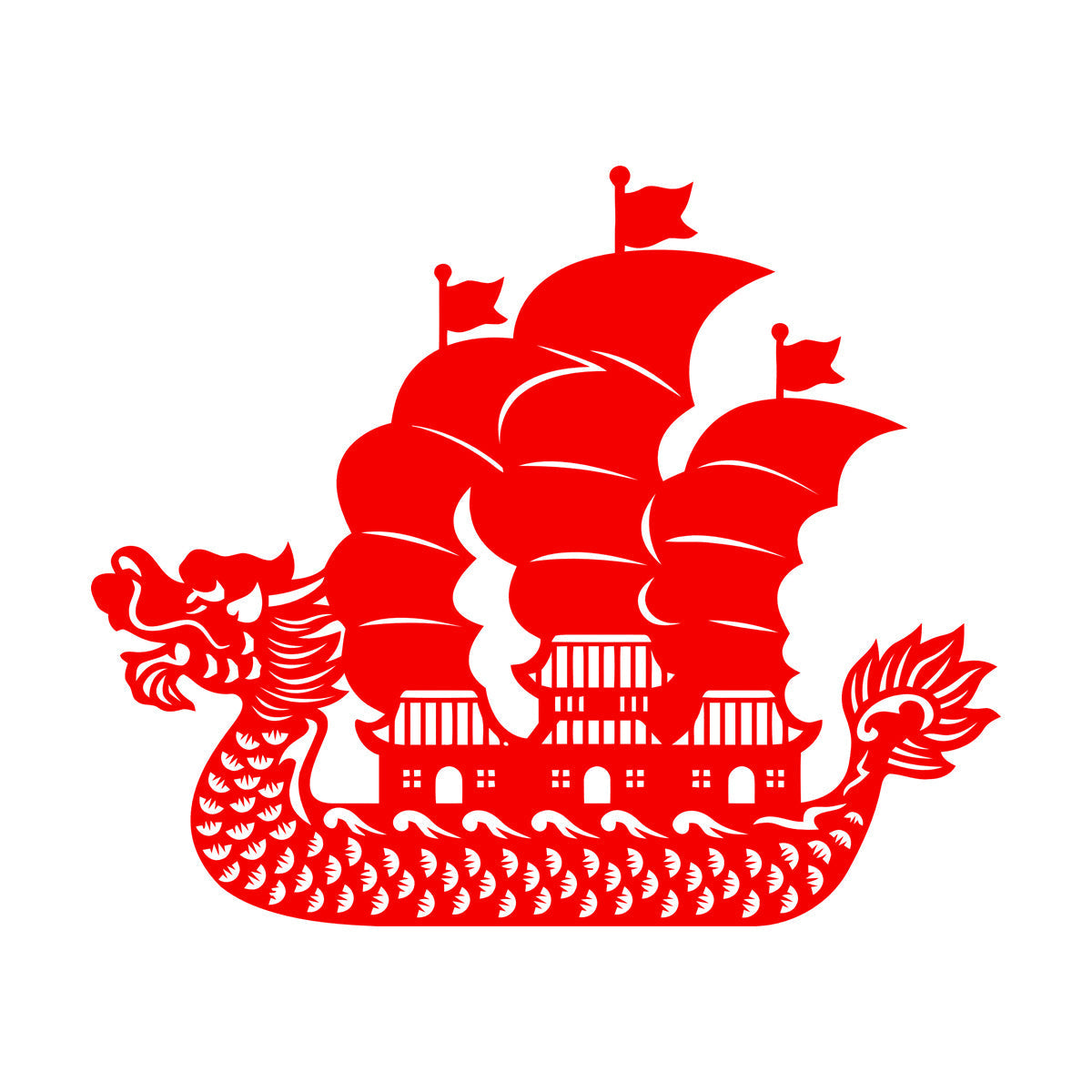 Wall Vinyl Sticker Decor Asian Chinese Dragon Boat Ation Easy Installation