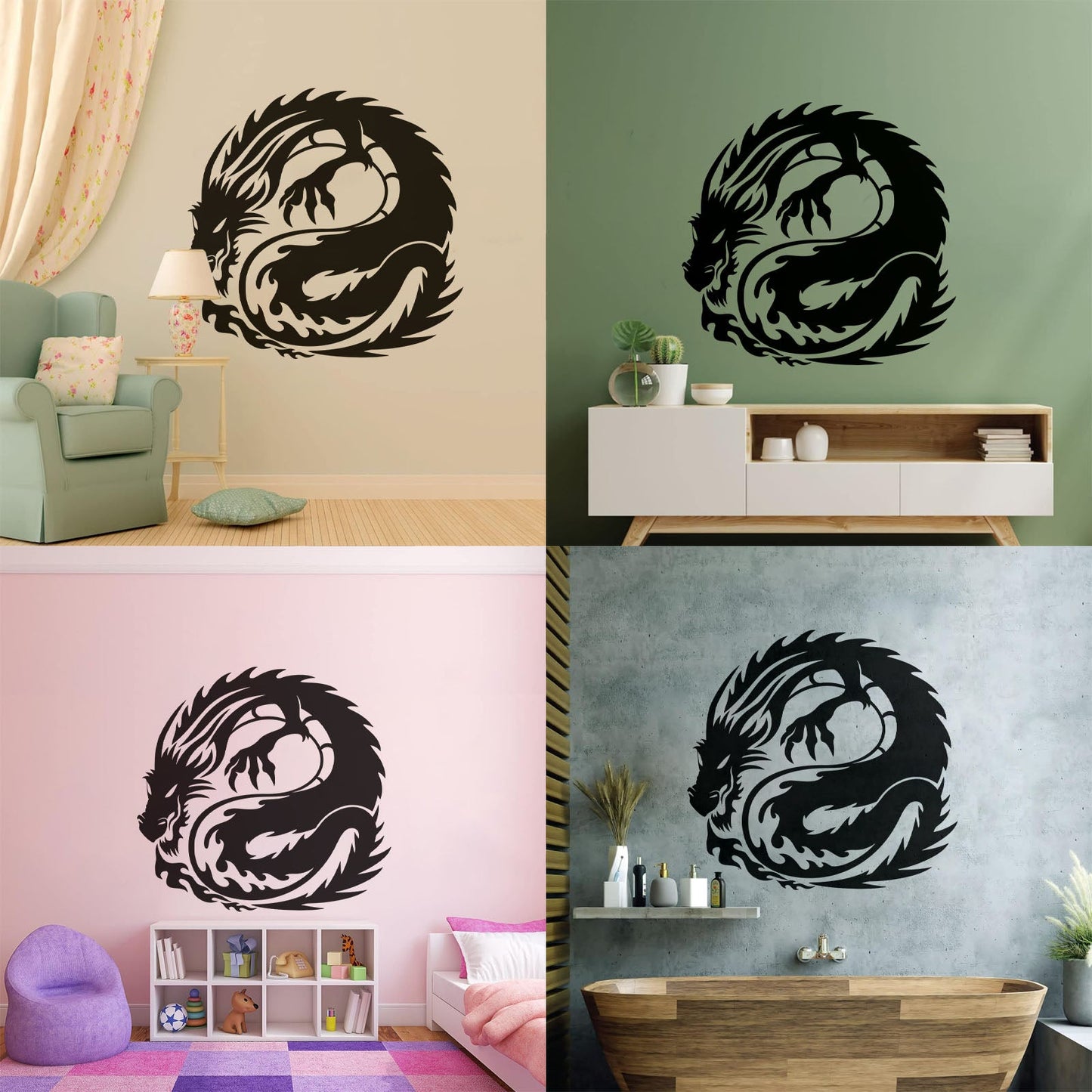 Lettering Decals Cartoon Asian Dragon Ornament Tattoos Can Modify And Add Information