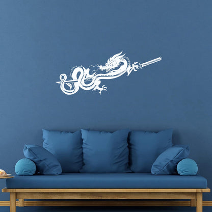 Engraving Decals Dragon Samurai Sword Warrior Asian Tattoo Culture