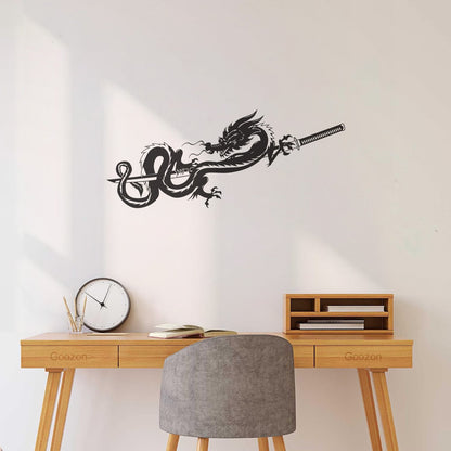 Engraving Decals Dragon Samurai Sword Warrior Asian Tattoo Culture