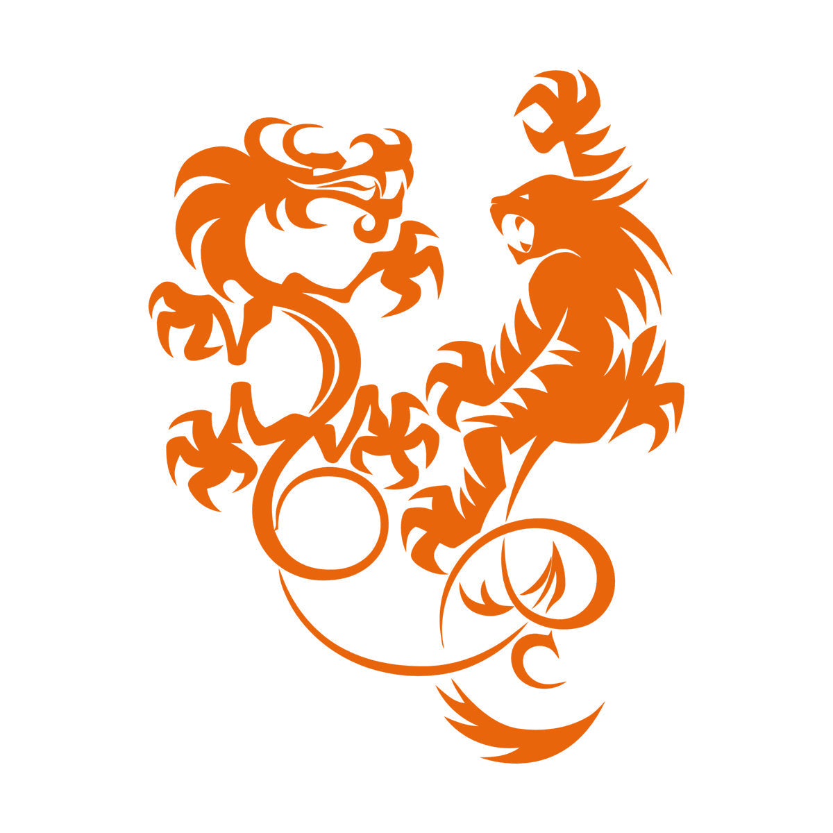 Vinyl Art Sticker Dragon Vs Tiger Fight Predators Boys Room Art Mural Painting