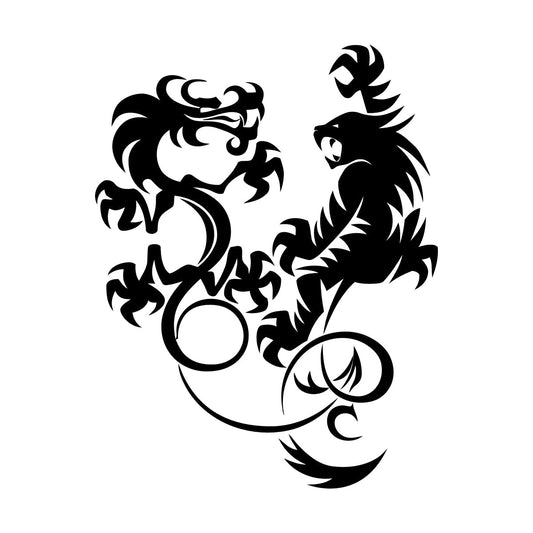Vinyl Art Sticker Dragon Vs Tiger Fight Predators Boys Room Art Mural Painting