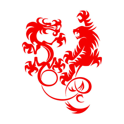 Vinyl Art Sticker Dragon Vs Tiger Fight Predators Boys Room Art Mural Painting