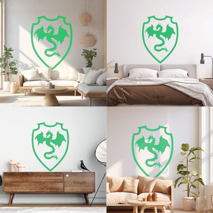 Wall Stickers Heraldic Shield Dragon Knight Middle Ages Boys Self Adhesive