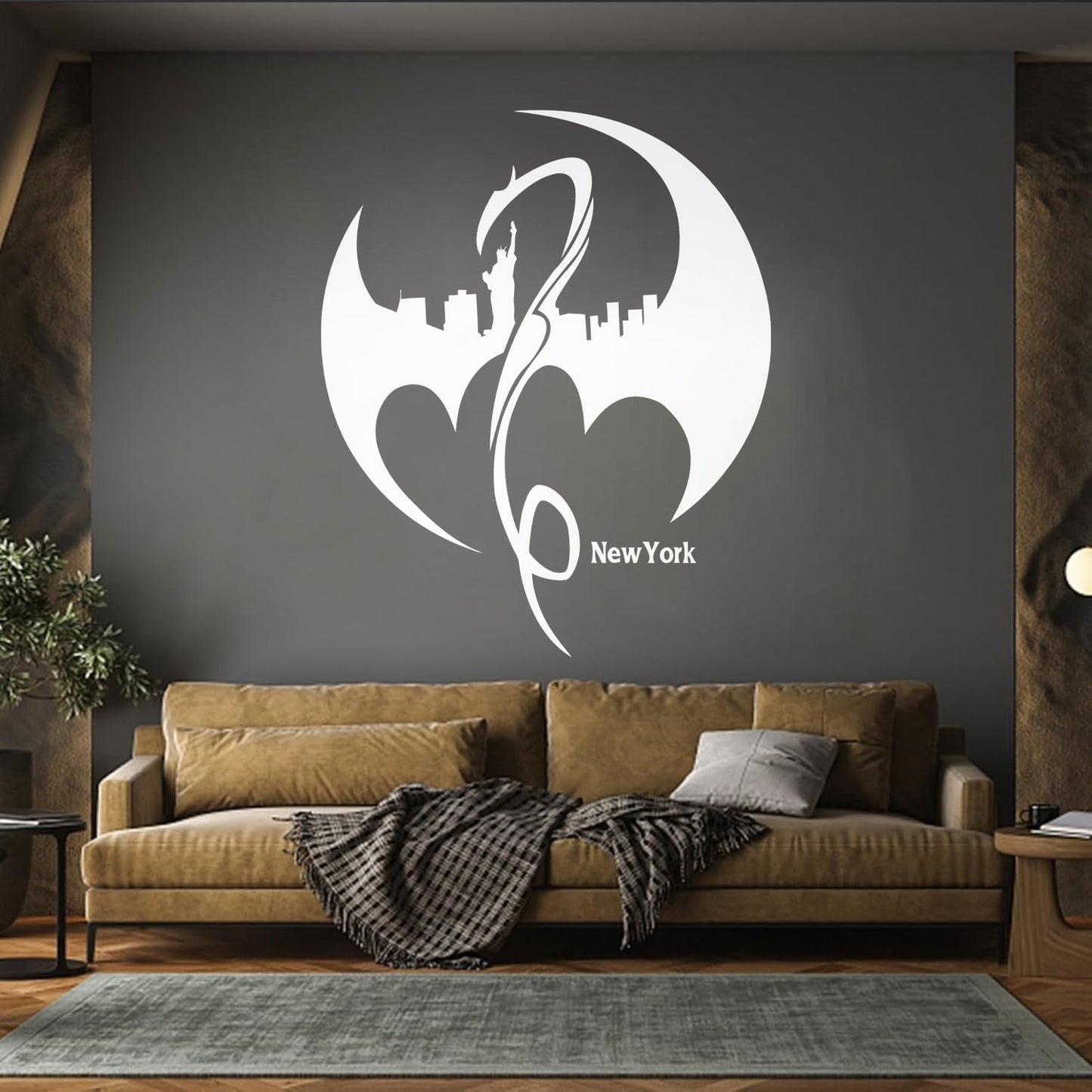 Wall Decals Pvc New York City Sights Dragon Statue Of Liberty Logo Art Mural Painting