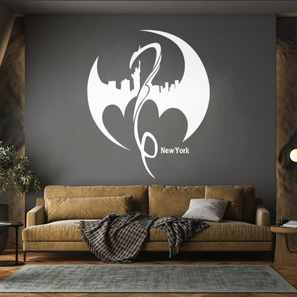 Wall Decals Pvc New York City Sights Dragon Statue Of Liberty Logo Art Mural Painting