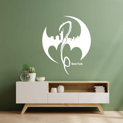 Wall Decals Pvc New York City Sights Dragon Statue Of Liberty Logo Art Mural Painting