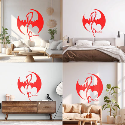 Wall Decals Pvc New York City Sights Dragon Statue Of Liberty Logo Art Mural Painting