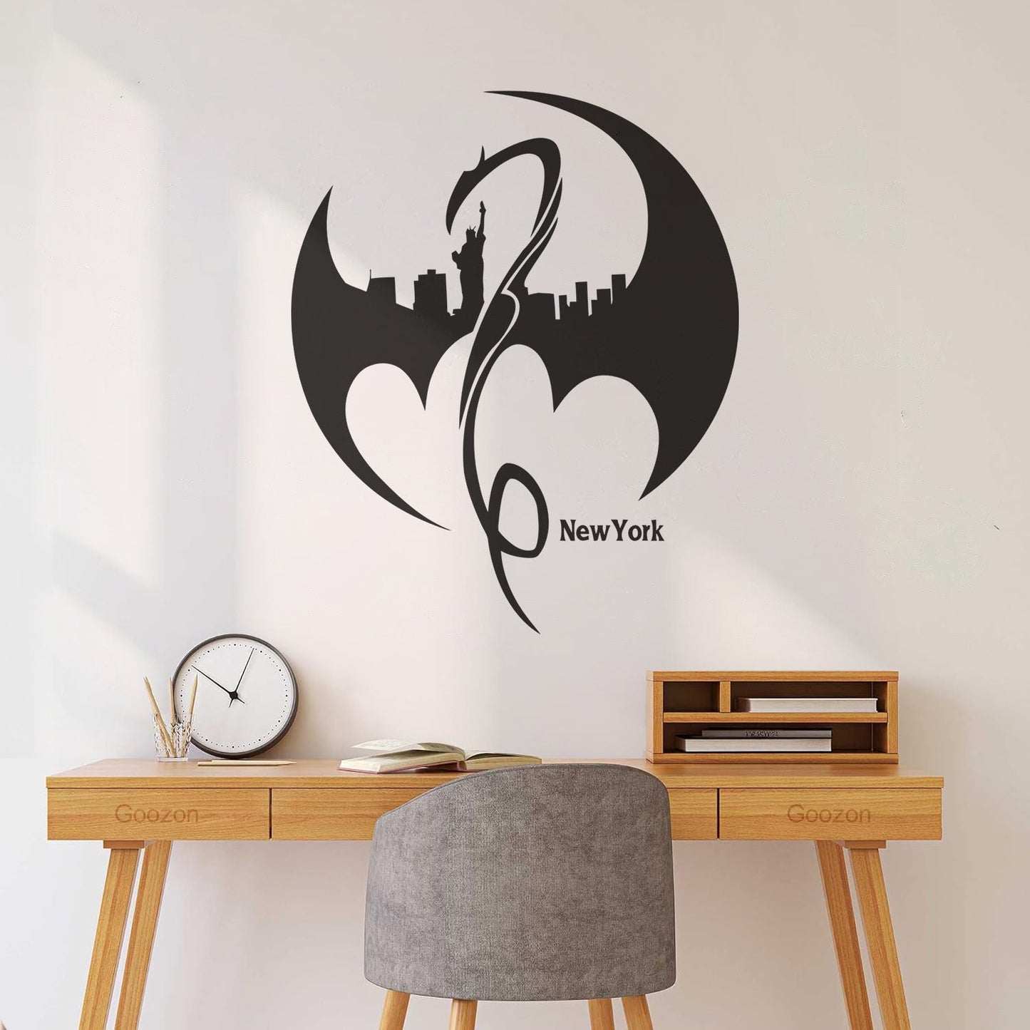 Wall Decals Pvc New York City Sights Dragon Statue Of Liberty Logo Art Mural Painting