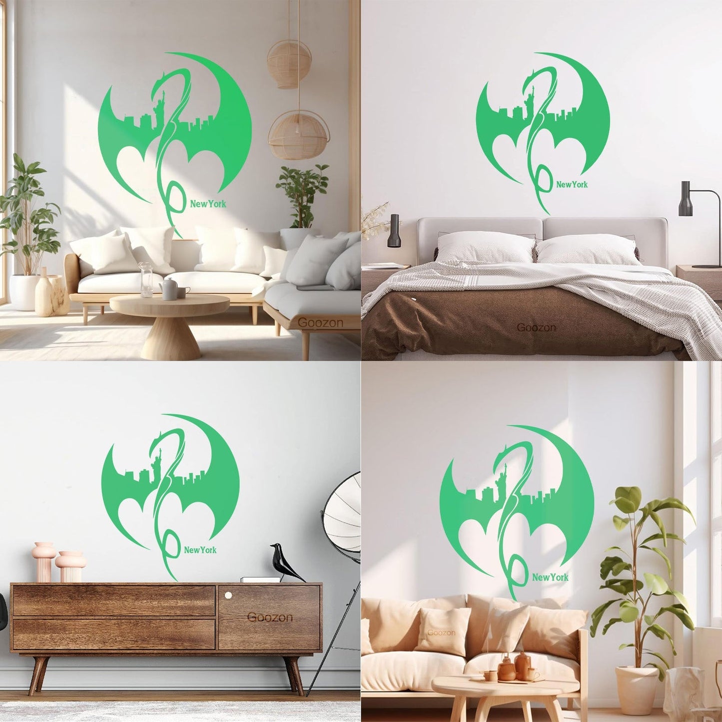 Wall Decals Pvc New York City Sights Dragon Statue Of Liberty Logo Art Mural Painting