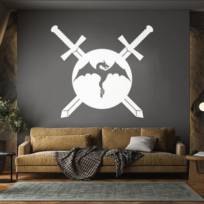 Swords Dragon Shield Warrior Knight Boy Engraving Decals Art Decoration