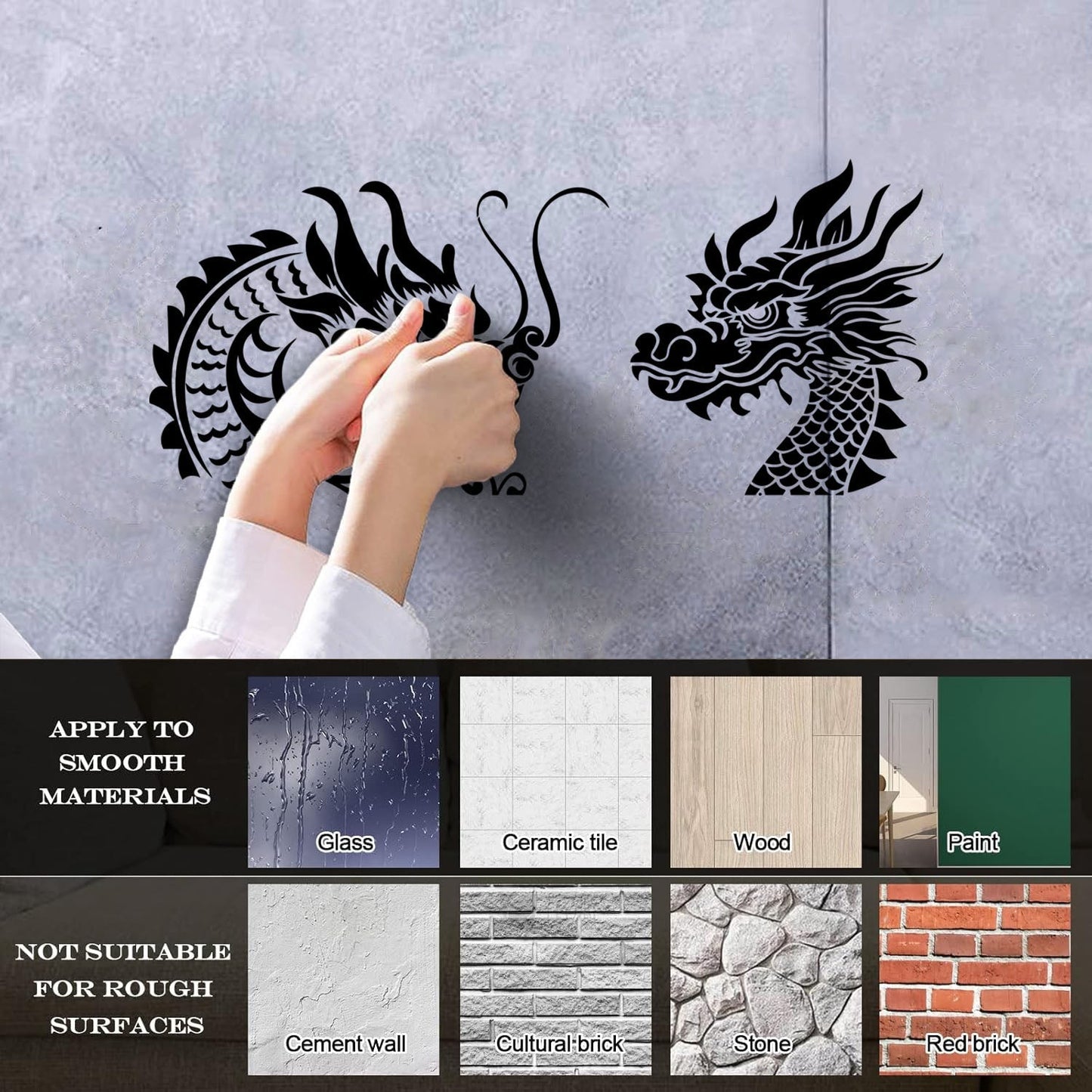 Mural And Wall Vinyl Decal Tattoo Chinese Dragon Oriental Tribal Mythology Wall Beautification