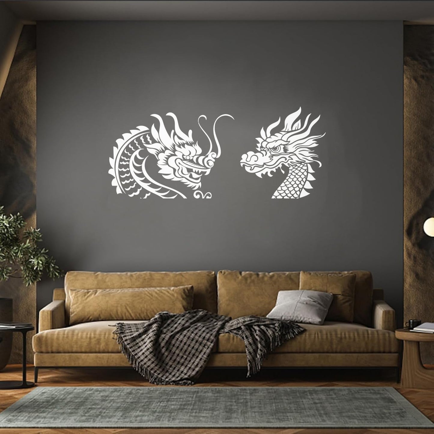 Mural And Wall Vinyl Decal Tattoo Chinese Dragon Oriental Tribal Mythology Wall Beautification