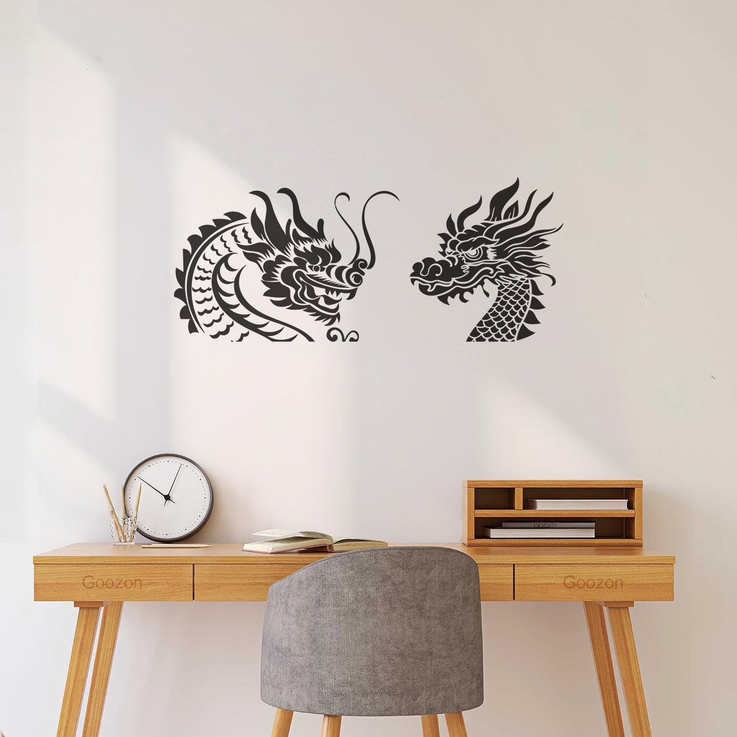 Mural And Wall Vinyl Decal Tattoo Chinese Dragon Oriental Tribal Mythology Wall Beautification