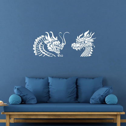 Mural And Wall Vinyl Decal Tattoo Chinese Dragon Oriental Tribal Mythology Wall Beautification